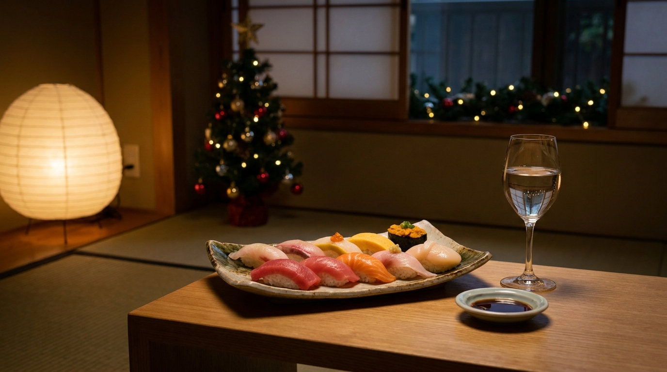 聖なる夜に彩りを。秋葉原の隠れ家で楽しむ極上の鮨宴会のご案内