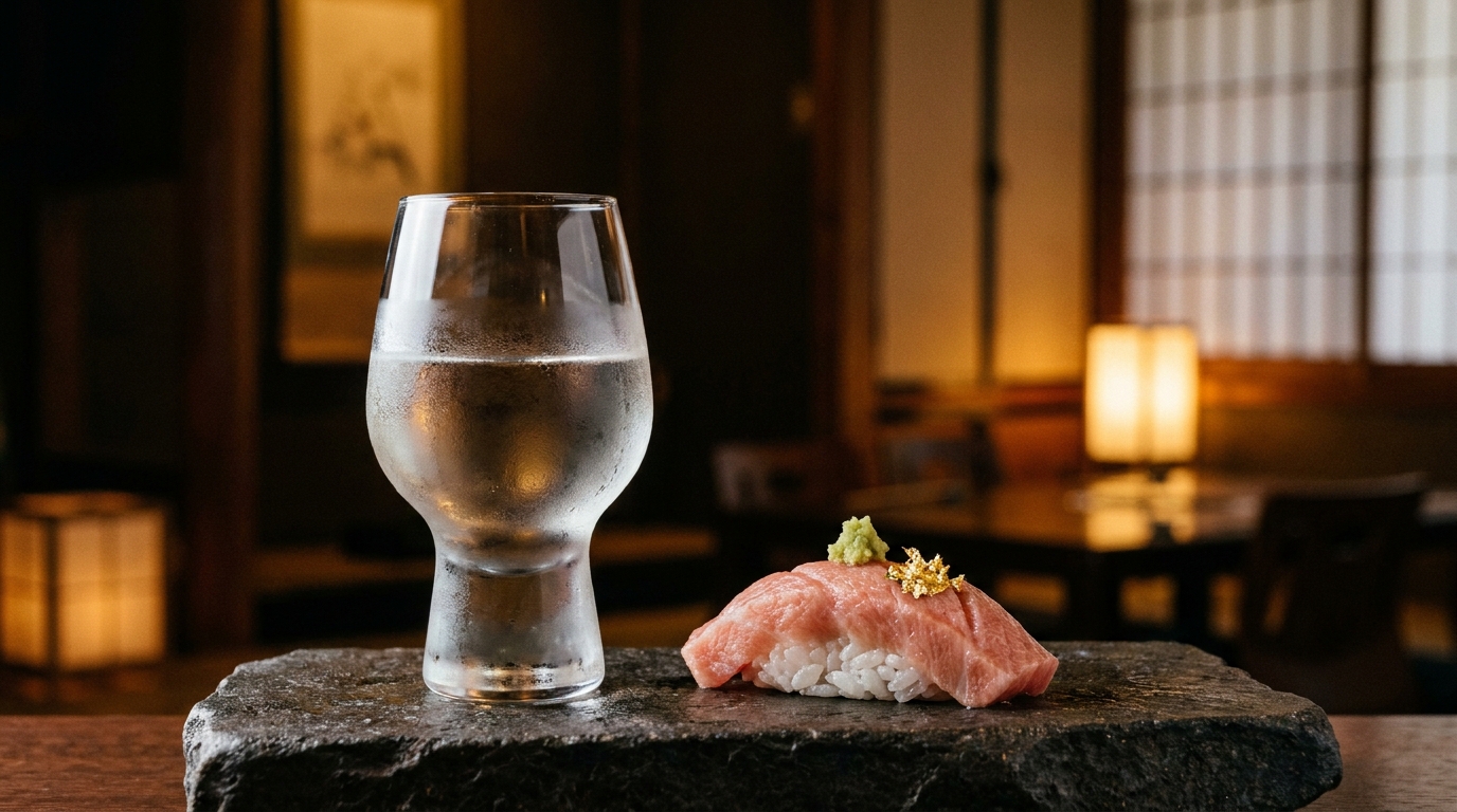 京都の夜を彩る至極の日本酒と鮨。ととうおのこだわりドリンク