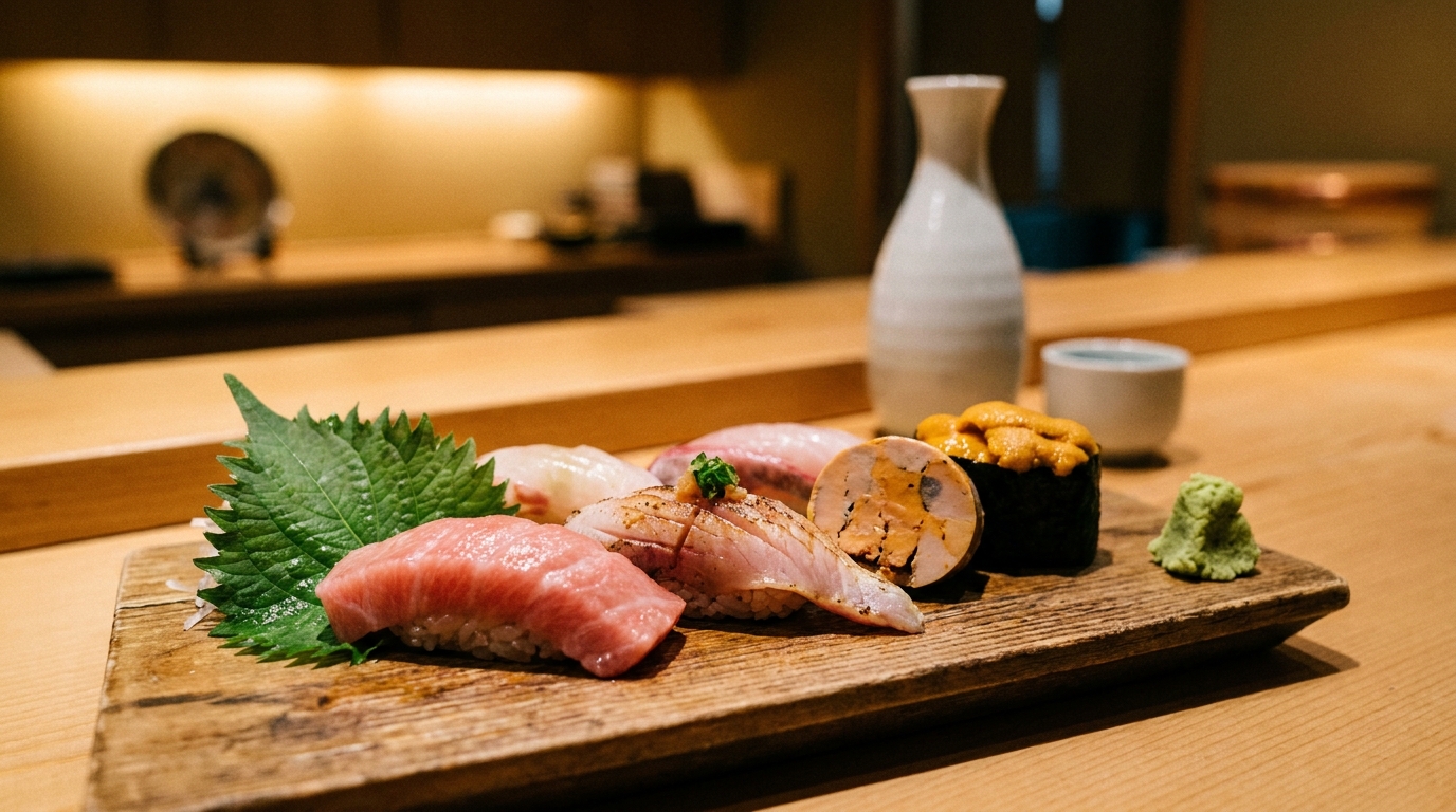 冬の夜を彩る極上の逸品。横浜で味わう至高の鮨と日本酒の調和